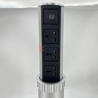 3ユニバーサルパワー +2USBポート垂直モーターリフト キッチンポップアップ電源ソケット タッチポップアップタイプ防水ソケット
