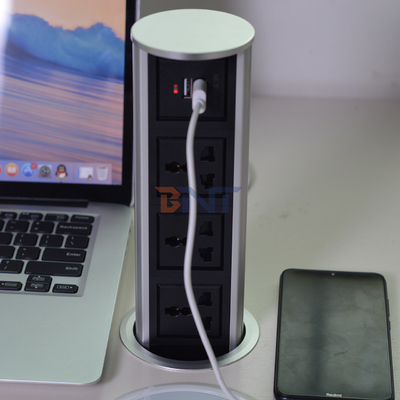3ユニバーサルパワー +2USBポート垂直モーターリフト キッチンポップアップ電源ソケット タッチポップアップタイプ防水ソケット