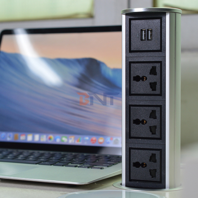 3ユニバーサルパワー +2USBポート垂直モーターリフト キッチンポップアップ電源ソケット タッチポップアップタイプ防水ソケット