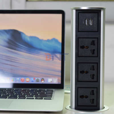 3ユニバーサルパワー +2USBポート垂直モーターリフト キッチンポップアップ電源ソケット タッチポップアップタイプ防水ソケット