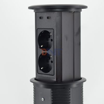 電気ポップアップ電源ソケット 双面設計 4つのACソケットと2つのUSBA+C+ワイヤレス充電器