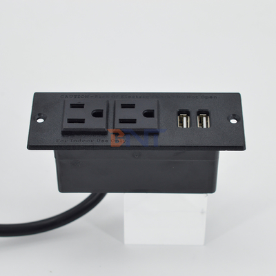 収納式電源ストリップ アメリカ標準 デスク式 設置式 電源ソケット 2個出口 & 2個USB型Aソケット