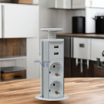 IP44 6cm 白色 キッチン垂直塔電源出口 USB充電