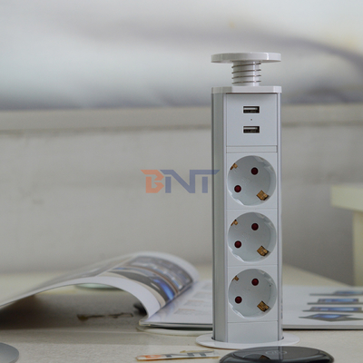 IP44 6cm 白色 キッチン垂直塔電源出口 USB充電