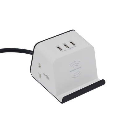 ユニバーサルUSBAC電源グロメットソケット オフィス家具ABS卓上ソケット3USB出力ポート1.5mケーブル10A/16A