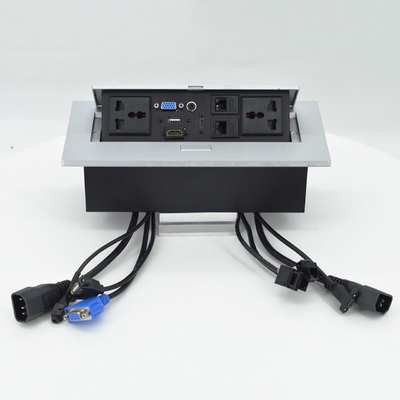 OEM/ODM ユニバーサル 16A/10A AC アウトレット & Cat6 データポート ポップアップ デザイン 2 アウトレットを持つテーブルソケット IP44レベル