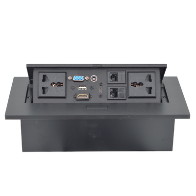 OEM/ODM ユニバーサル 16A/10A AC アウトレット & Cat6 データポート ポップアップ デザイン 2 アウトレットを持つテーブルソケット IP44レベル