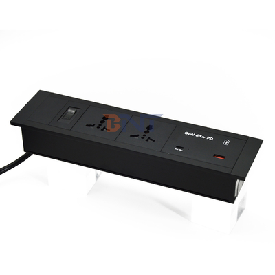 収納式テーブルソケット ユニバーサル電源出力 USB A+Cポート 65W マックス出力 US/EU/AU 16A/13A