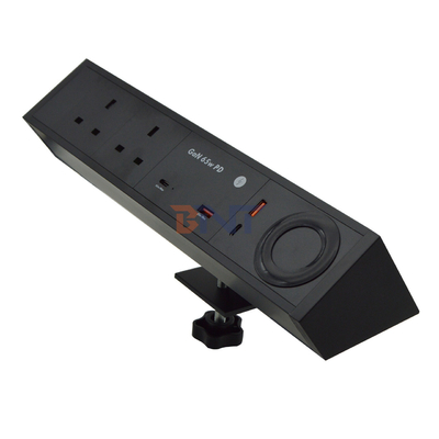 多機能 2つの交流出口 双 USB A+C イギリス 65W PD 急速充電 デスクトップ クランプ ソーケット パワー ストライプ