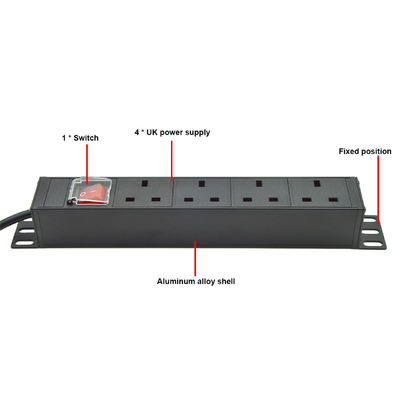 PDU 4ポート出口 SPD電源帯拡張ソケット 3250W オン/オフスイッチと電源ケーブル