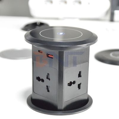 新型気圧式リフト ポップアップソケット US UK ユニバーサル 4 表面マウント デスクトップソケット トップ 15W 無線充電 ポップアップソケット