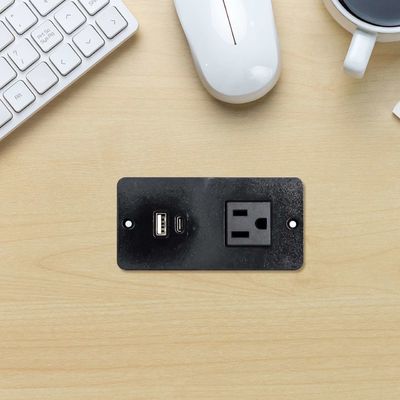 プラスチック製ソファソケットテーブル電源ソケット、US標準電源コンセント1口 & USB A+Cポート
