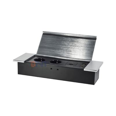 Hiddden Flipデザイン デスクトップソケット 2つのEUAC出口 USB A+C HDMIネットワーク