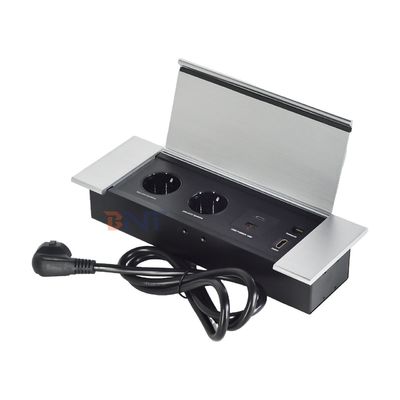 Hiddden Flipデザイン デスクトップソケット 2つのEUAC出口 USB A+C HDMIネットワーク