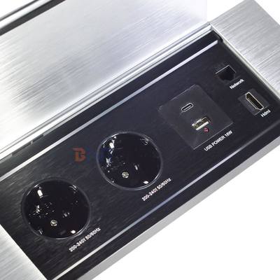 Hiddden Flipデザイン デスクトップソケット 2つのEUAC出口 USB A+C HDMIネットワーク
