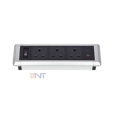 デスクトップ多機能電源ソケット、3AC電気埋め込みソケット、USB A + USB C充電ソケット