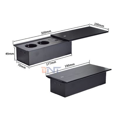 スリップオープン ユーロ卓上型電動電源ソケット 2 ACコンセント USB A+C IP44 16A定格電流 オフィス用 EUプラグ規格