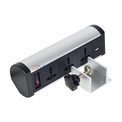 粘着クリップデザイン クランプテーブルソケット ACコンセント3口 USB A+C デスクトップクランプソケット 電源タップ