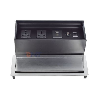 工場価格デスクトップテーブルブラシフリップカバー電源ソケット、2 *ユニバーサル電源、2 * USB A、1 *ネットワーク、1 * HDMI