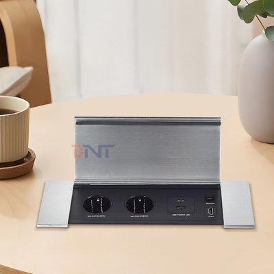 Hiddden Flipデザイン デスクトップソケット 2つのEUAC出口 USB A+C HDMIネットワーク