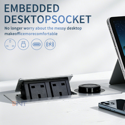 デスクトップの利便性のためのデュアルUK標準15Wワイヤレス充電付きホットセールポップアップ電源ソケットデスクトップ電源分配ユニット